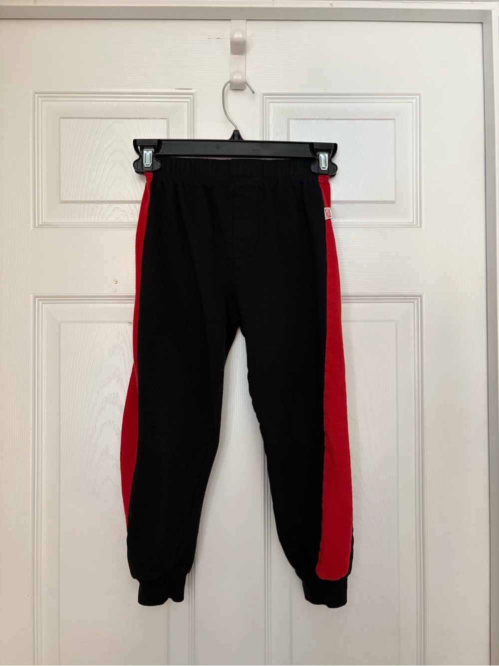 Boys Black and Red Athletic Jogger Pants Size 7